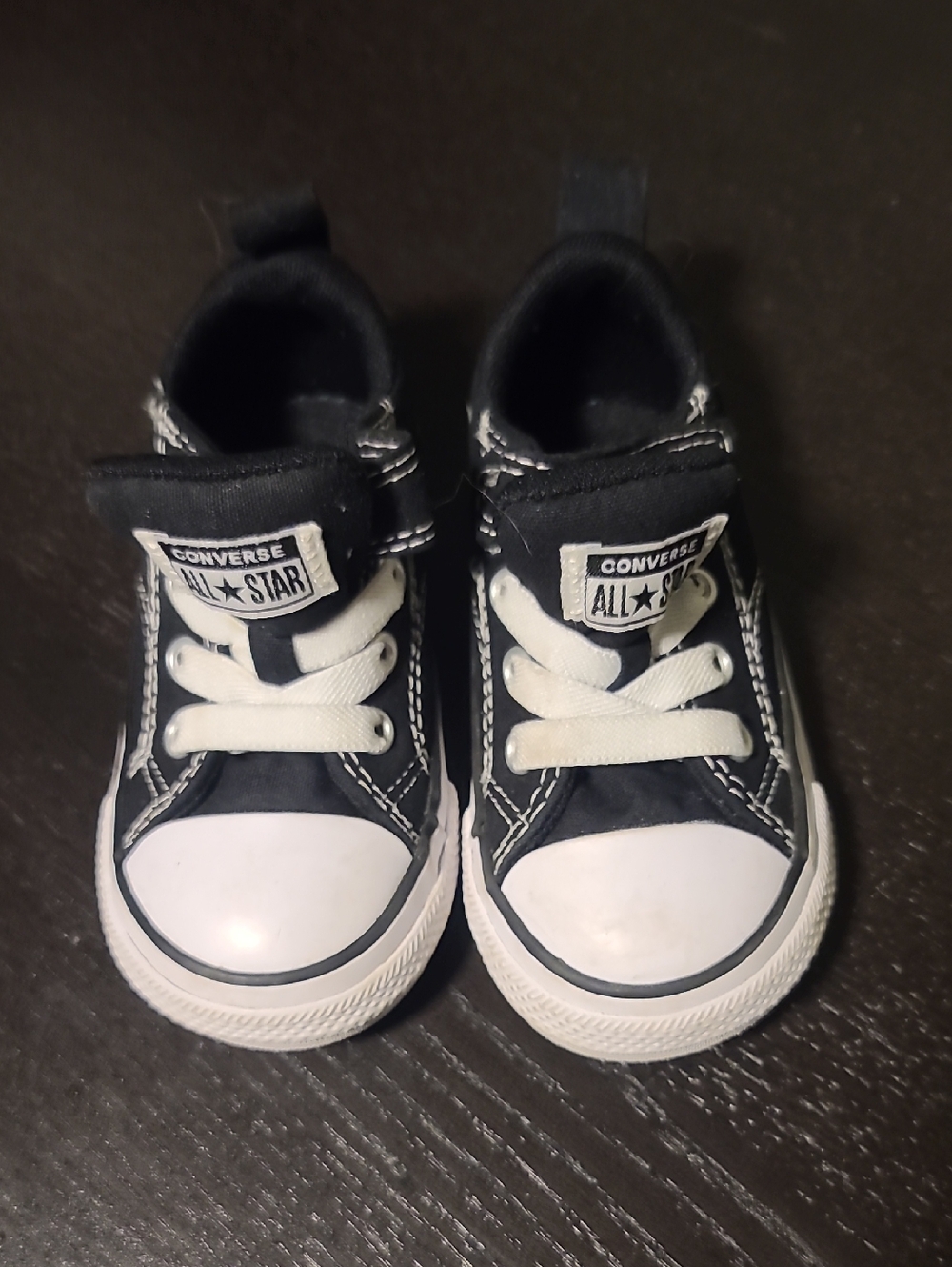 Toddler Conversw Velcro Black Shoes  Sz 6